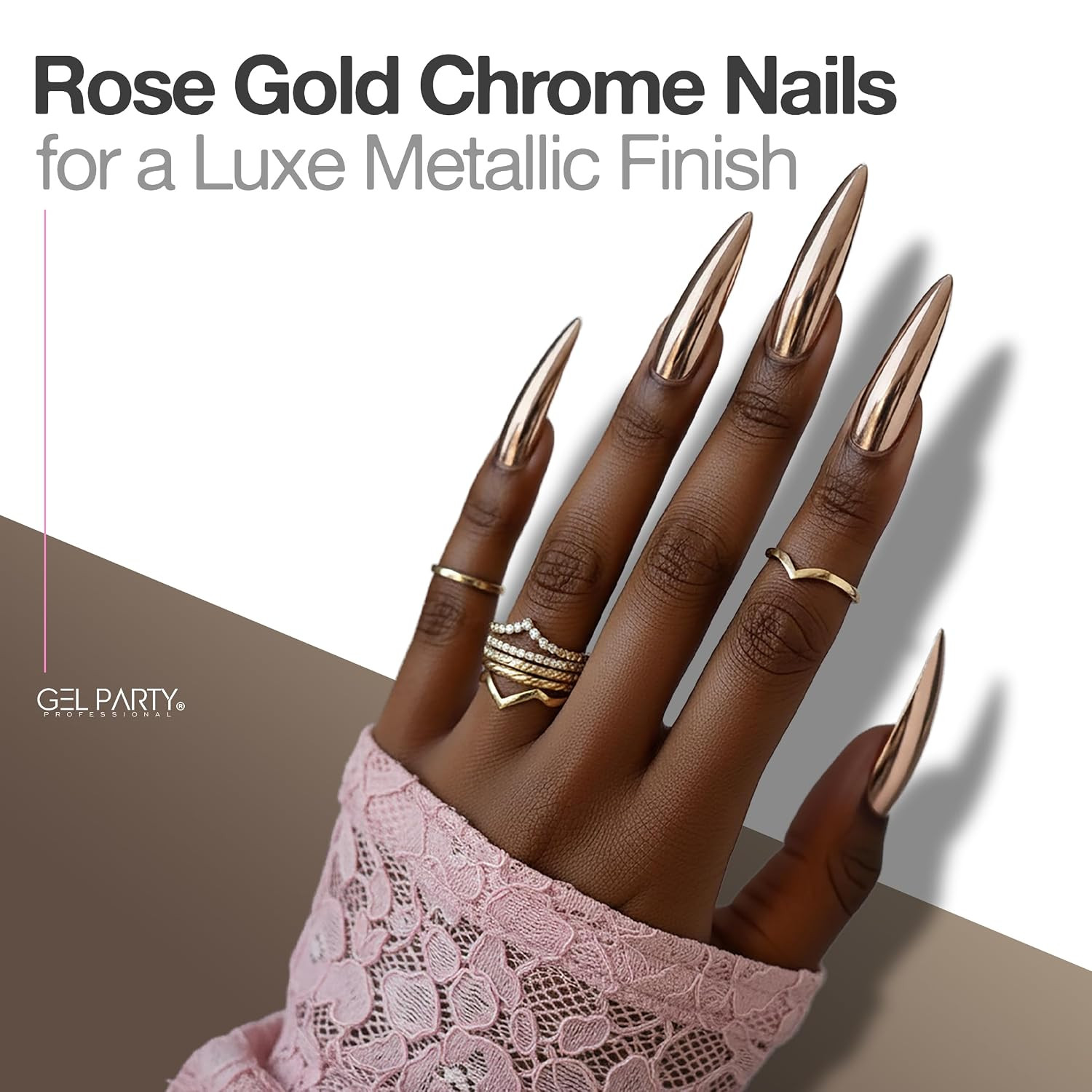 GELPARTY 16 Colour Chrome & Holographic Nail Powder Kit – Mirror-Effect Metallic