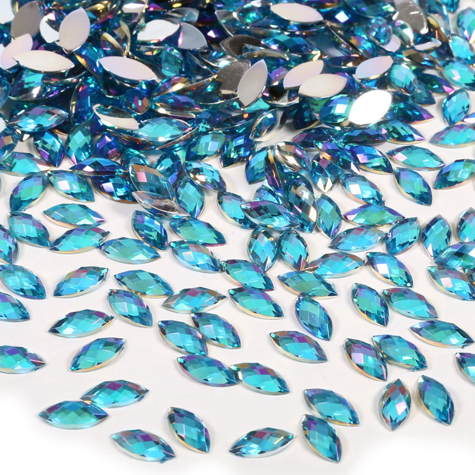 ¦Colorful Horse Eye Shape Acrylic Rhinestones Flat Back Art Accessories(Light