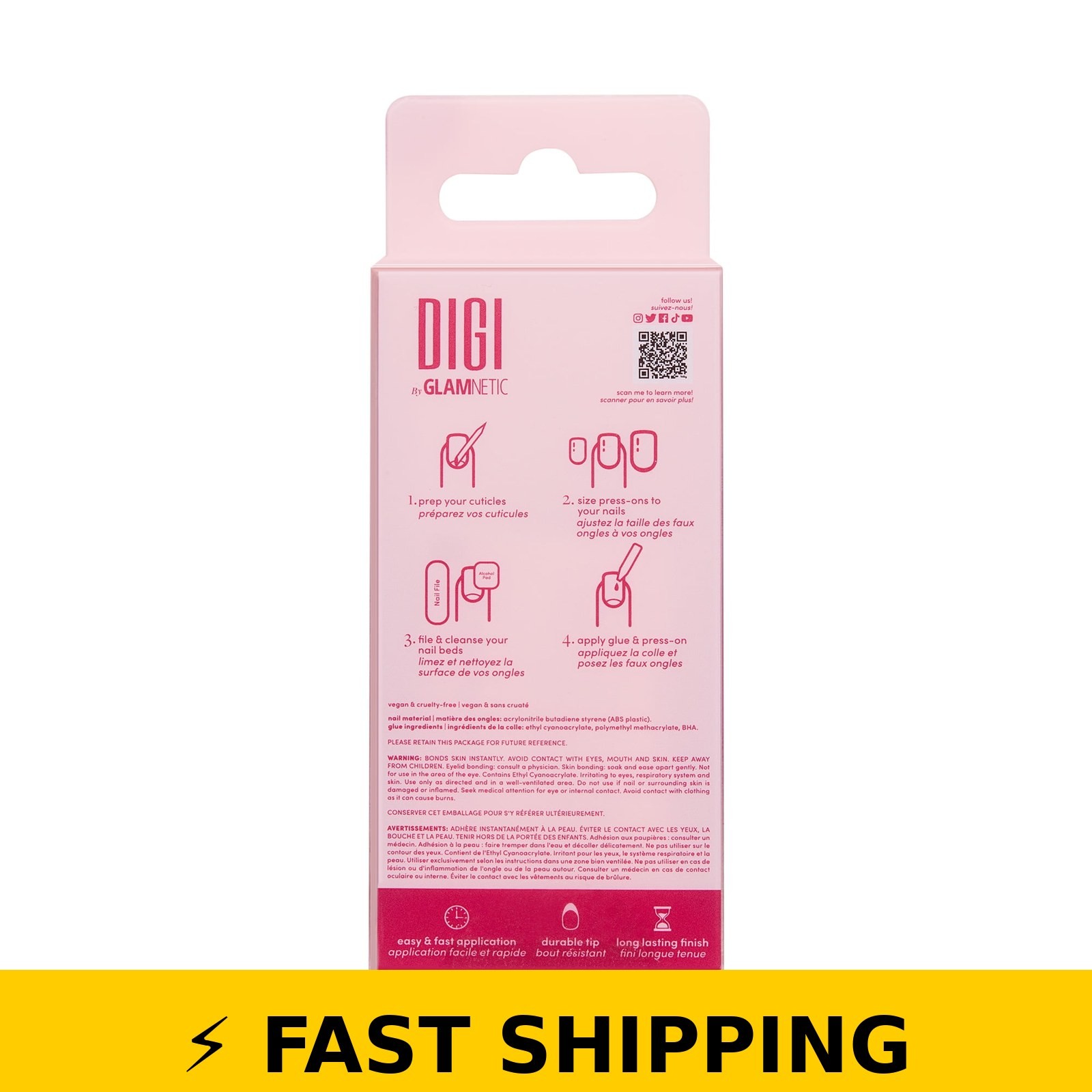 DIGI by Glamnetic Short Almond Press-on Nails – 24 Pieces