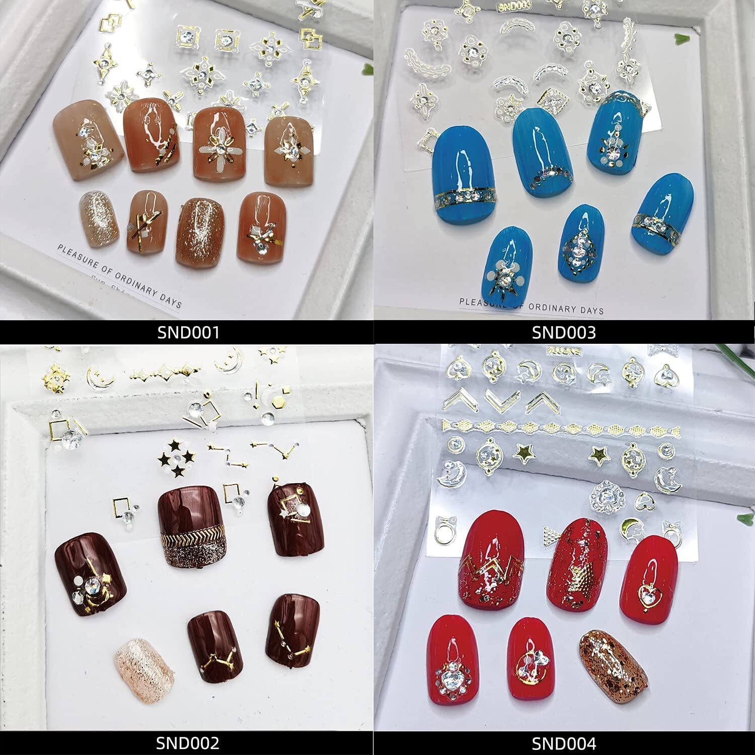 20 Sheet 3D Nail Art Stickers,Gold/Diamond Design Luxury Nail Self-Adhesive New