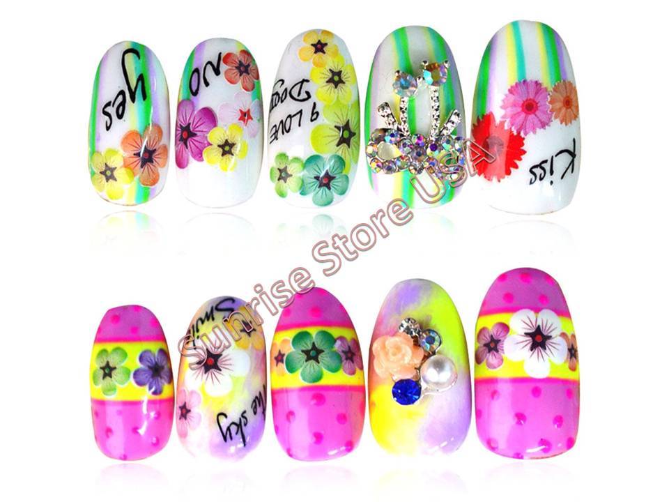 3D Nail Art Sticker Colorful Flower Daisy Flower Decals Manicure Peel & Stick