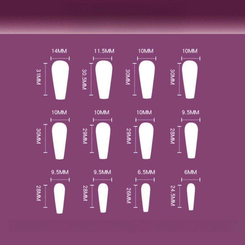 48Pcs-Orange Pink Two-tone Teardrop Rhinestone Medium Coffin Press on Nails