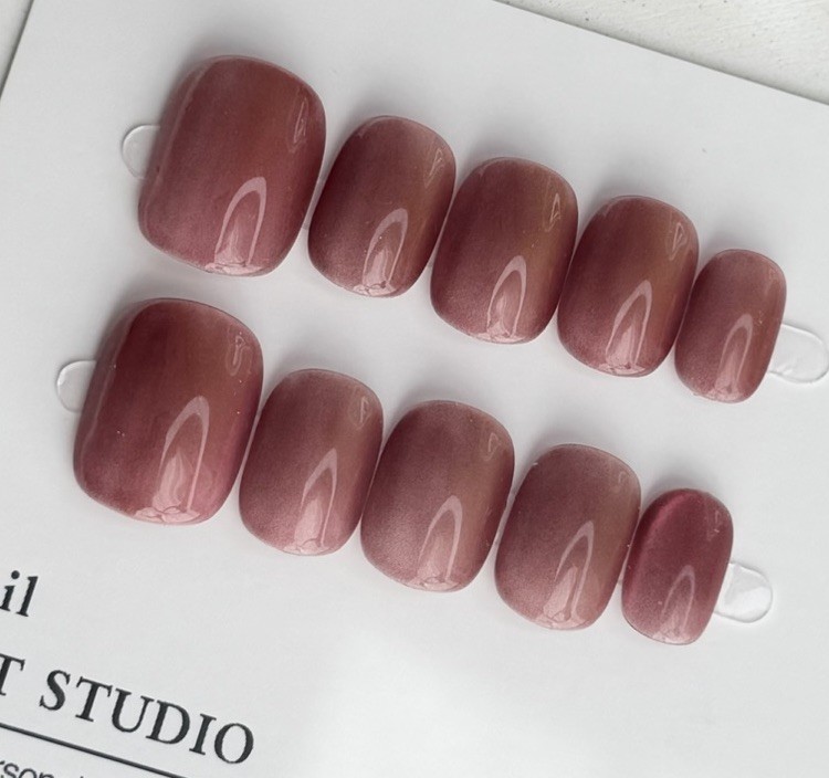 Handmade High Quality Press-On Nails Short Squoval SizeM Reusable Fake Nail