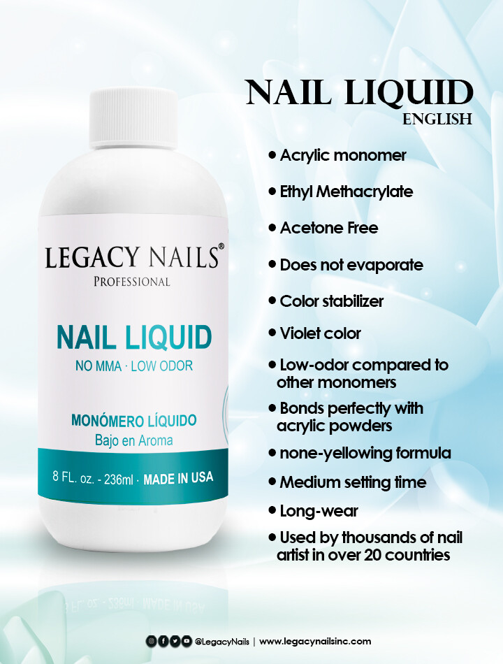 Nail Liquid Monomer 4 oz Low Odor by Legacy Nails