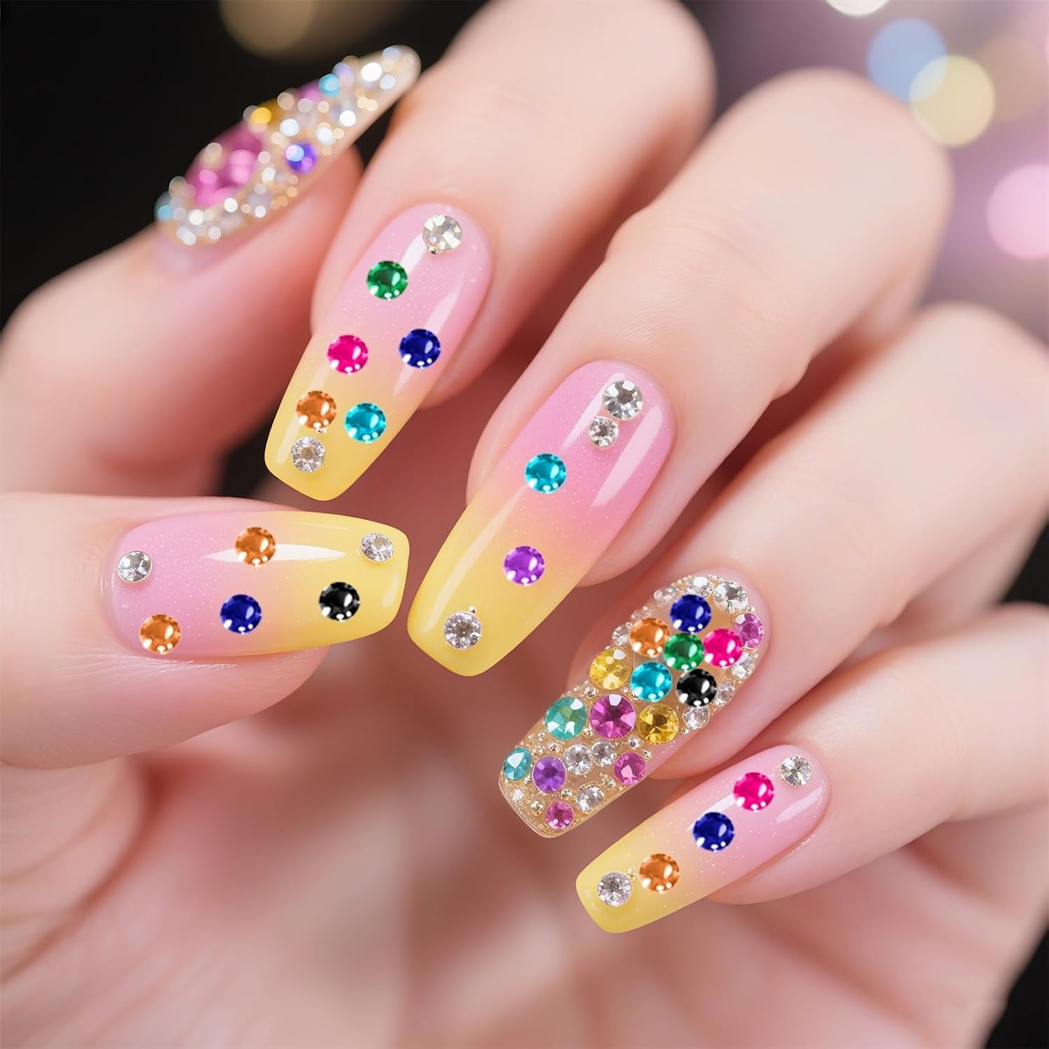 Colorful Nail Rhinestones Kit – 3600 Pcs of 2mm Flatback Jewels for DIY Designs