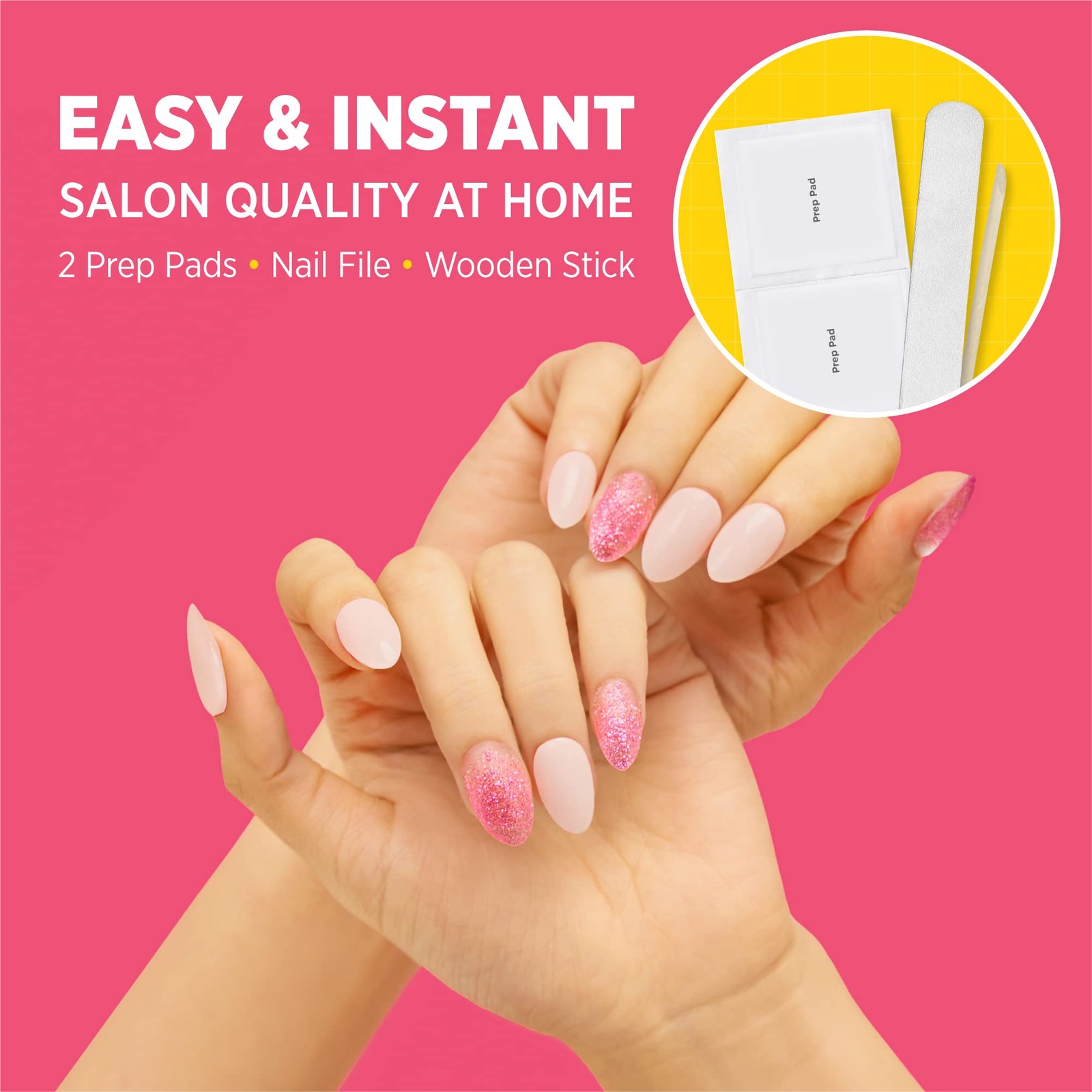 Hip Chic Nailed It Semi Cured Gel Nail Strips, Fabulous Pink