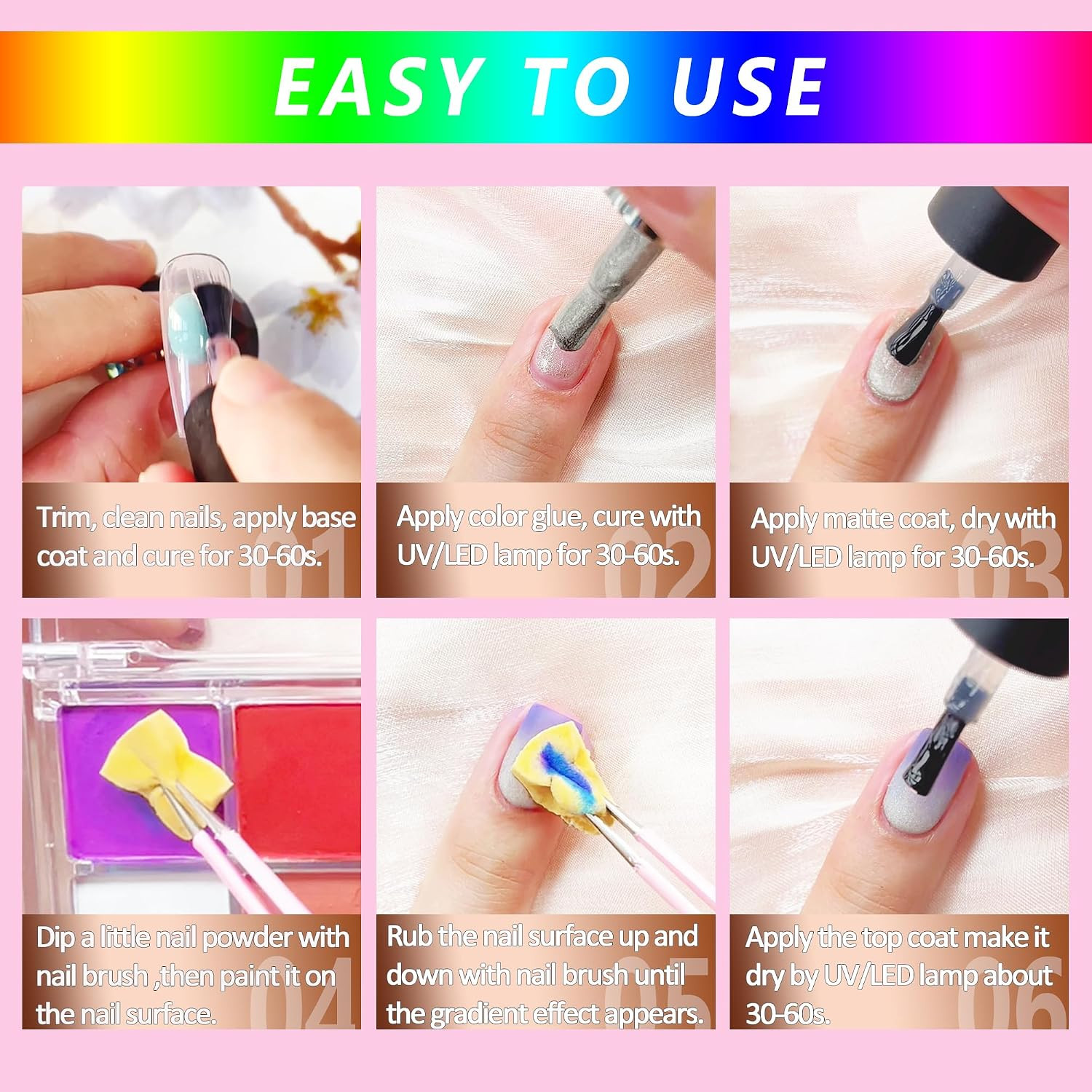 Neon Nail Pigment Set 10 Colors Ombre Nail Powder Solid Fluorescent Pigment Grad