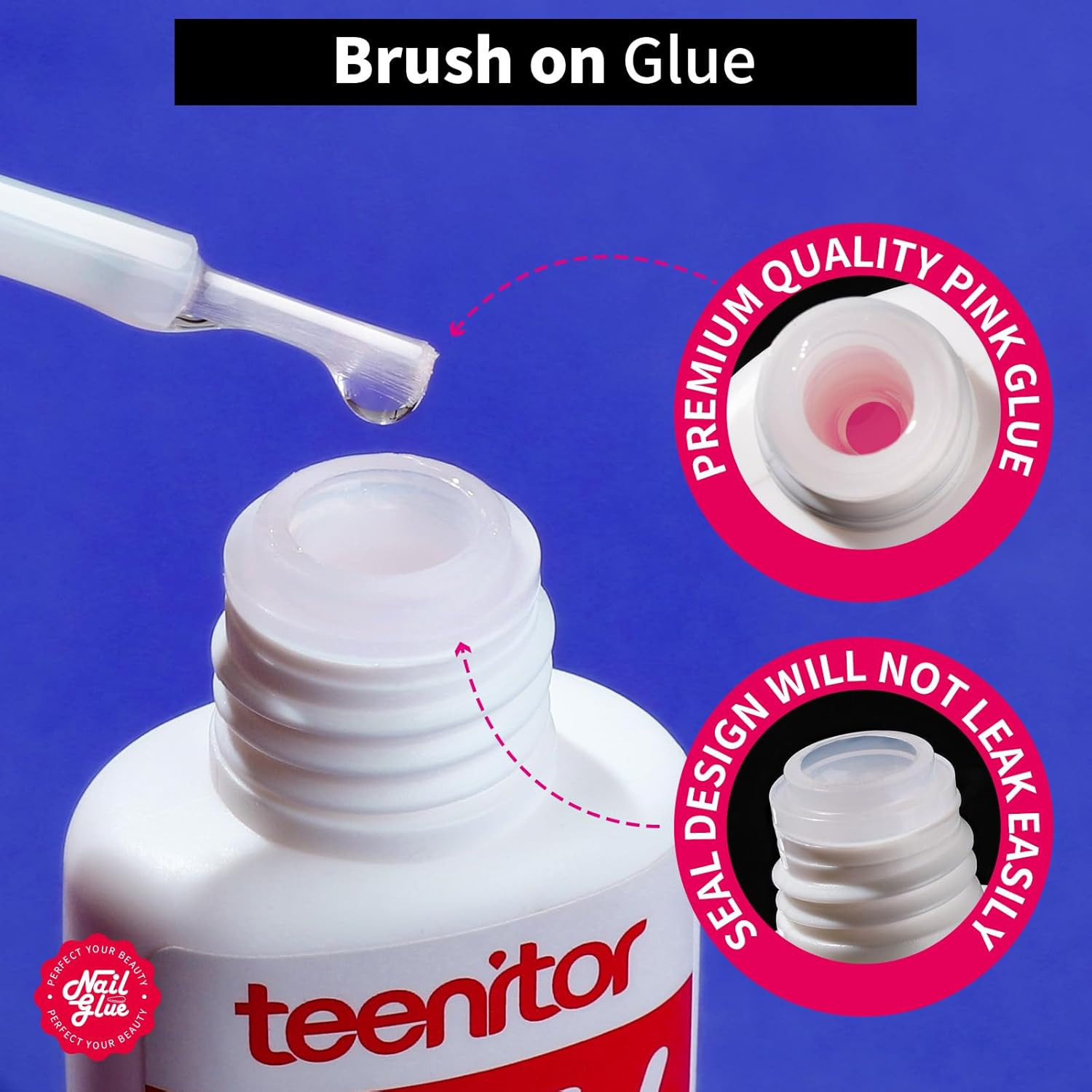Strong Nail Glue, 42Ml Professional for Press Ons, Brush-On for Acrylic Nails, B