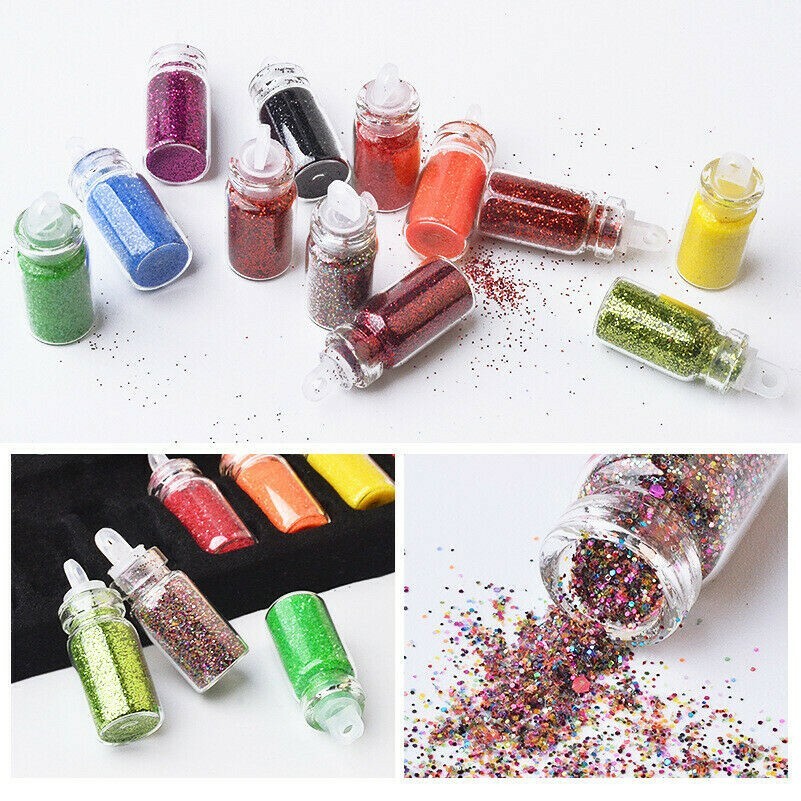 Nail Sequins Powder Glitter UV Gel Manicure Tips 3D nail Art Decor Makeup Safety