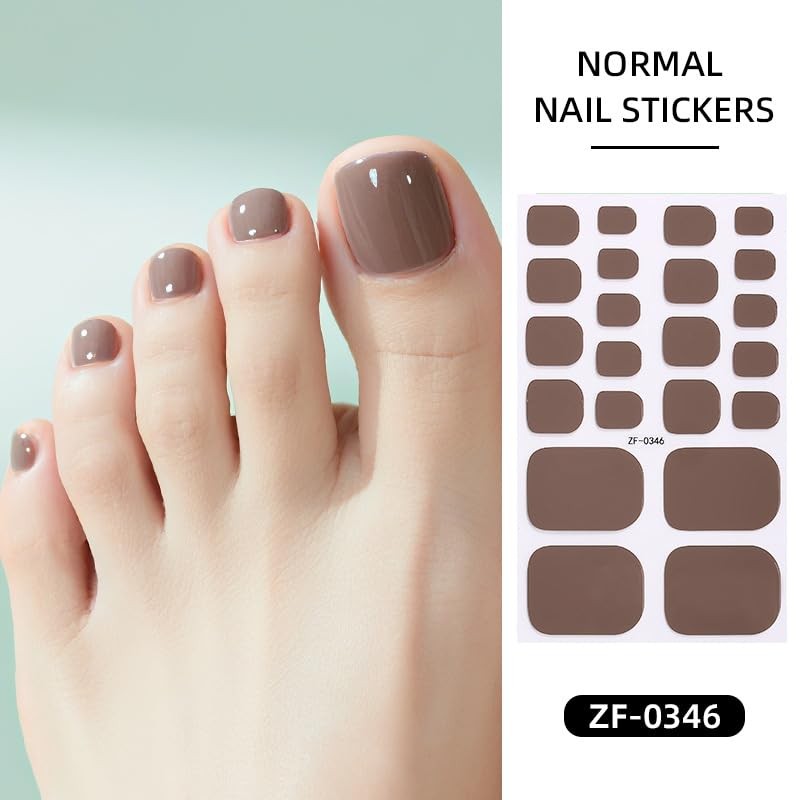Solid Color Full Nail Wraps Elegant Simple Toe Nail Polish Stickers Nude Pink…