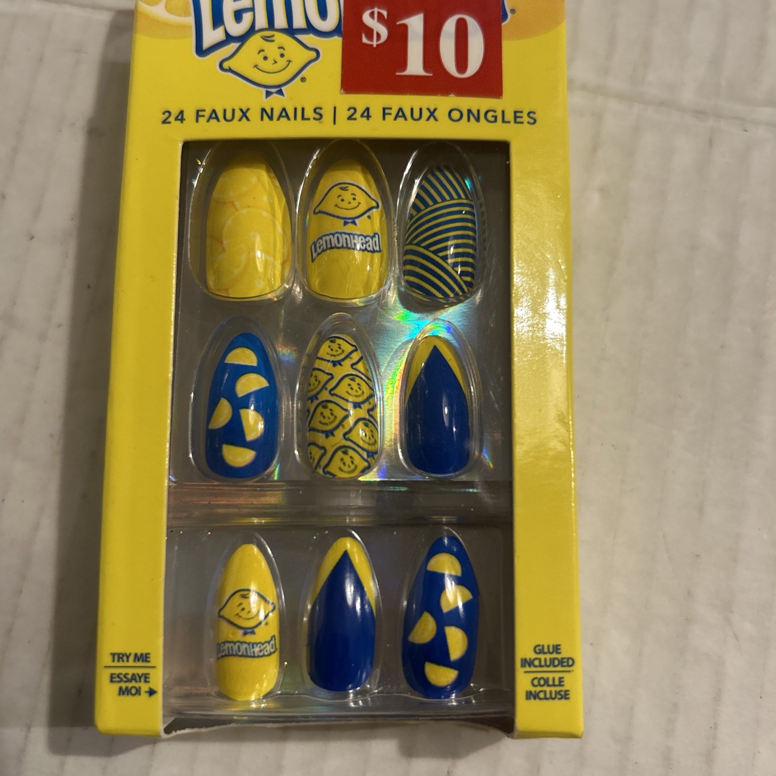 Lemon Head Press On Nails, 24 Count Almond Shape From Claire’s