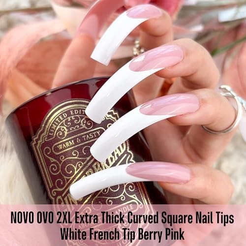 XXL Curved Square White French Curved Square White French Tip Nail Tips 144