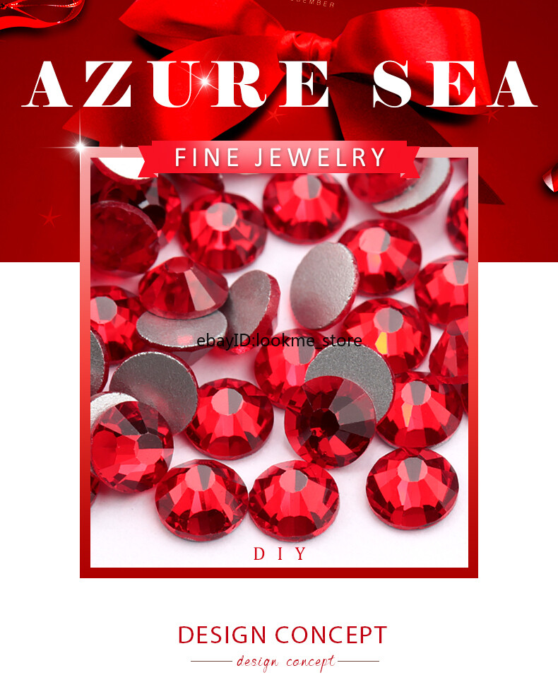 Red Siam Crystal Flat Back Rhinestones Glitter Glass Gems Nail Art Decor Beads