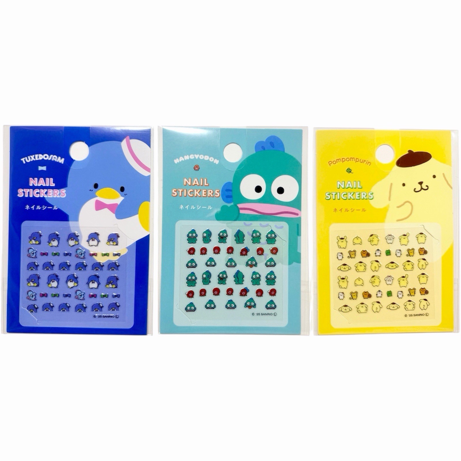 Sanrio Character Nail Stickers 3 Pack Tuxedosam Hangyodon Pompompurin