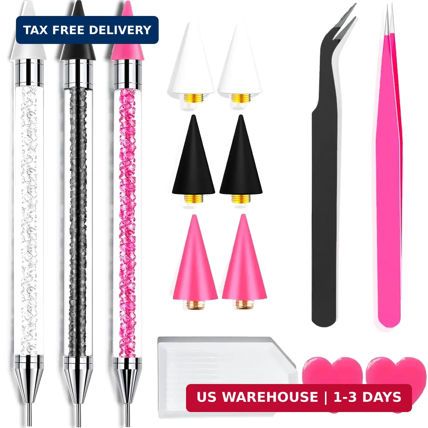 14 Pcs Rhinestone Picker Tool – 3 Pcs Dual-head Pens with 6 Wax Tips, Useful Cla