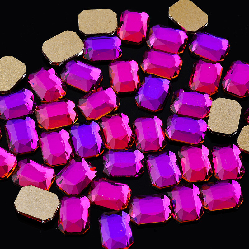 20pcs 6x8mm Nail Art Shaped Rectangular Flat Bottom Glass Rhinestone