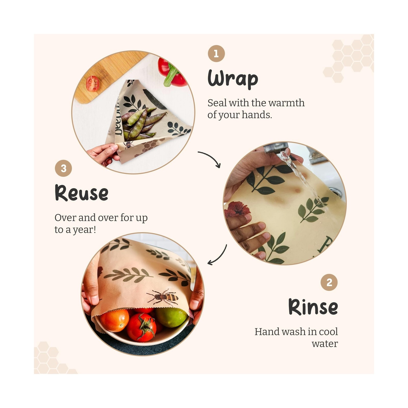 BeePure Reusable Beeswax Food Wrap – Eco-Friendly, Sustainable … FAST USA SHIP