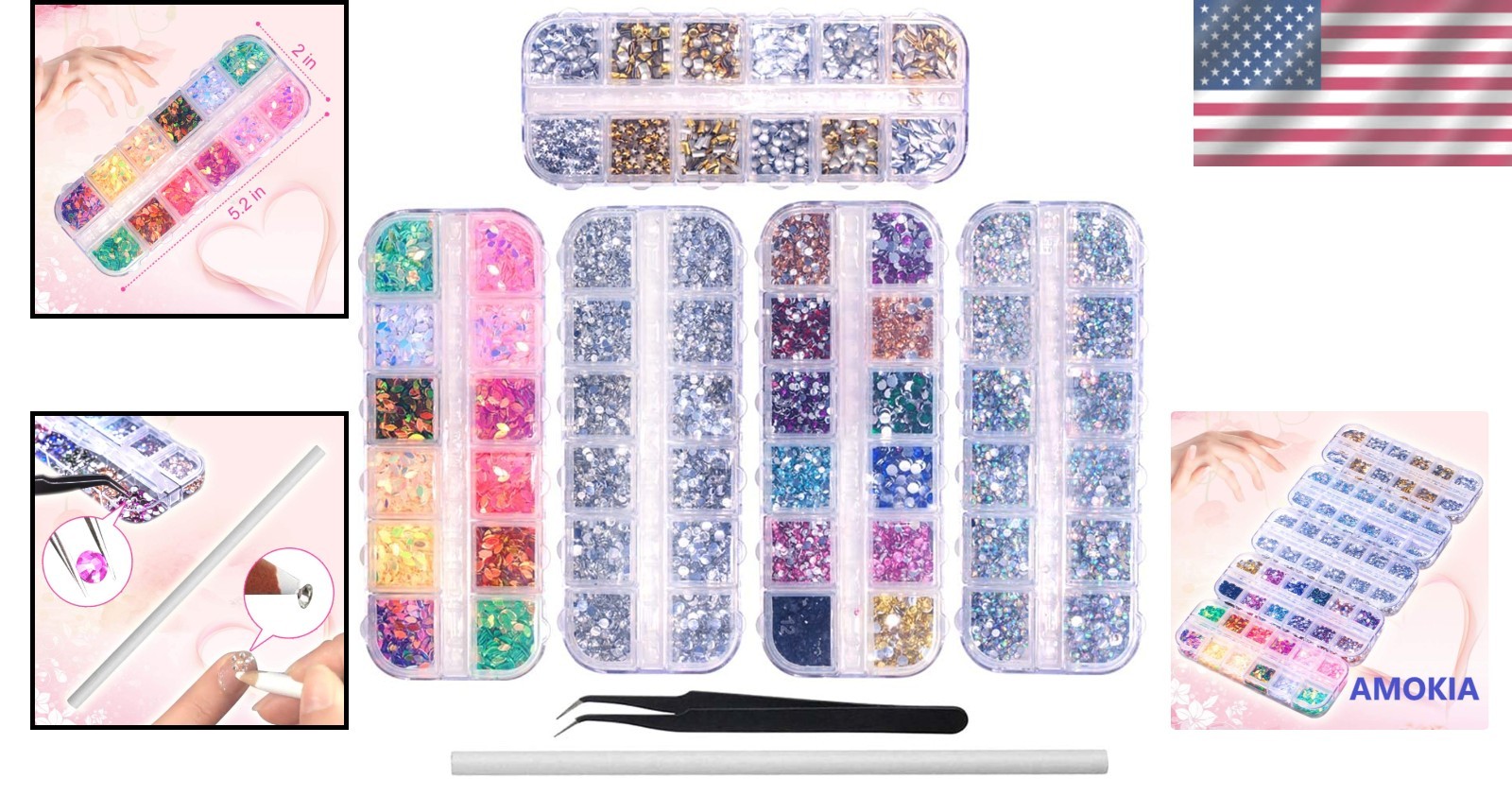 Ultimate 6400pcs Nail Art Rhinestones and Glitter Kit for Fashion Forward Looks