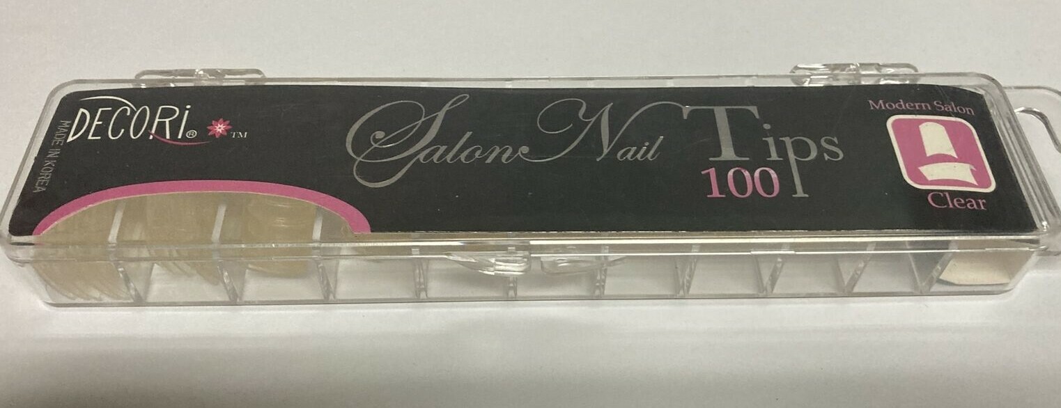 2 PACKS OF BEST QUALITY 1 BOX DECORI SALON NAIL CLEAR TIPS EACH PACK 100 PCS