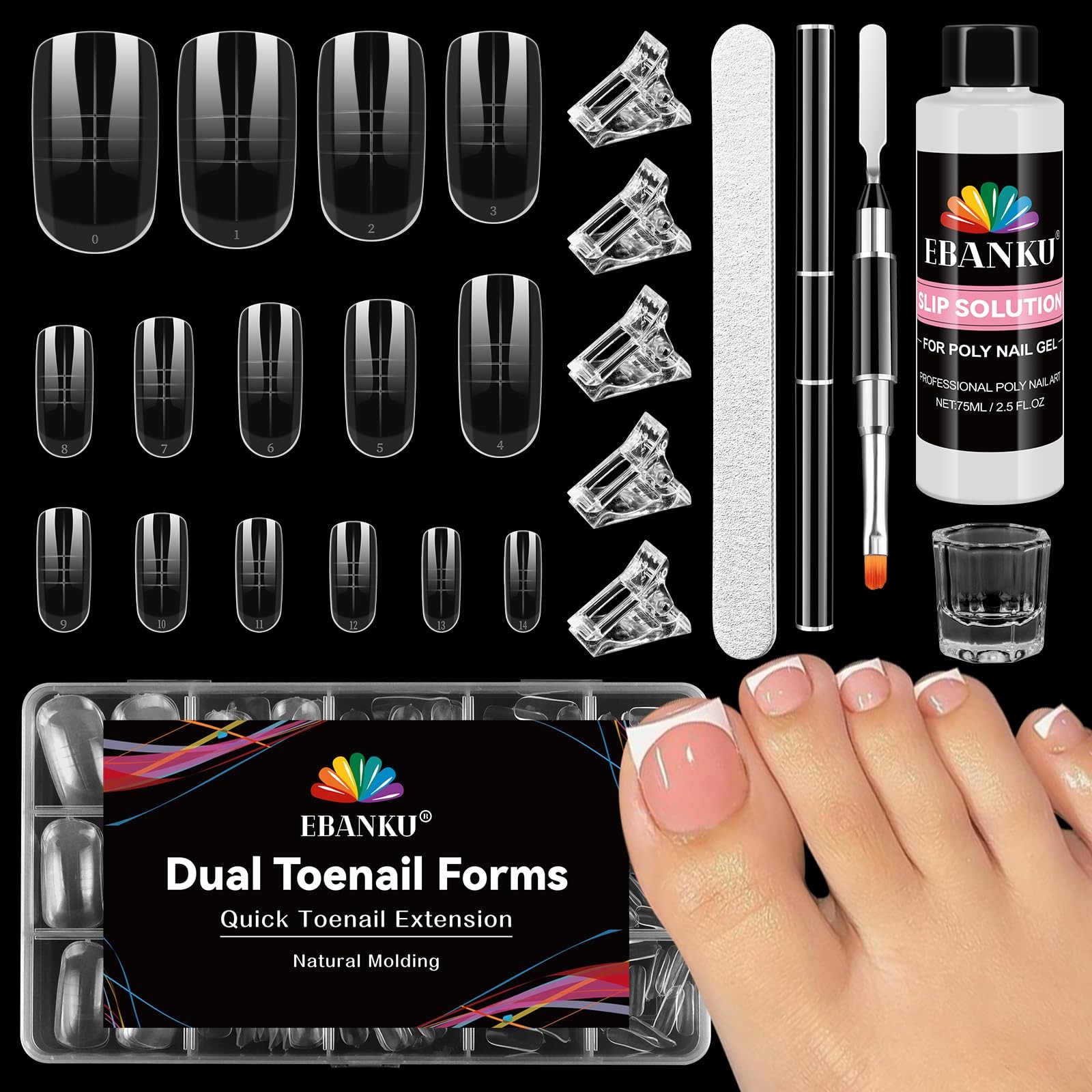 Poly Gel Nail Forms Kit for Toes – 150PCS Reusable Dual Toenail Forms for Bui…