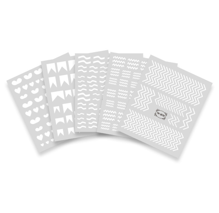 French Tips Nail Sticker White Stripes Wave Self-Adhesive Decals for Finger NH18