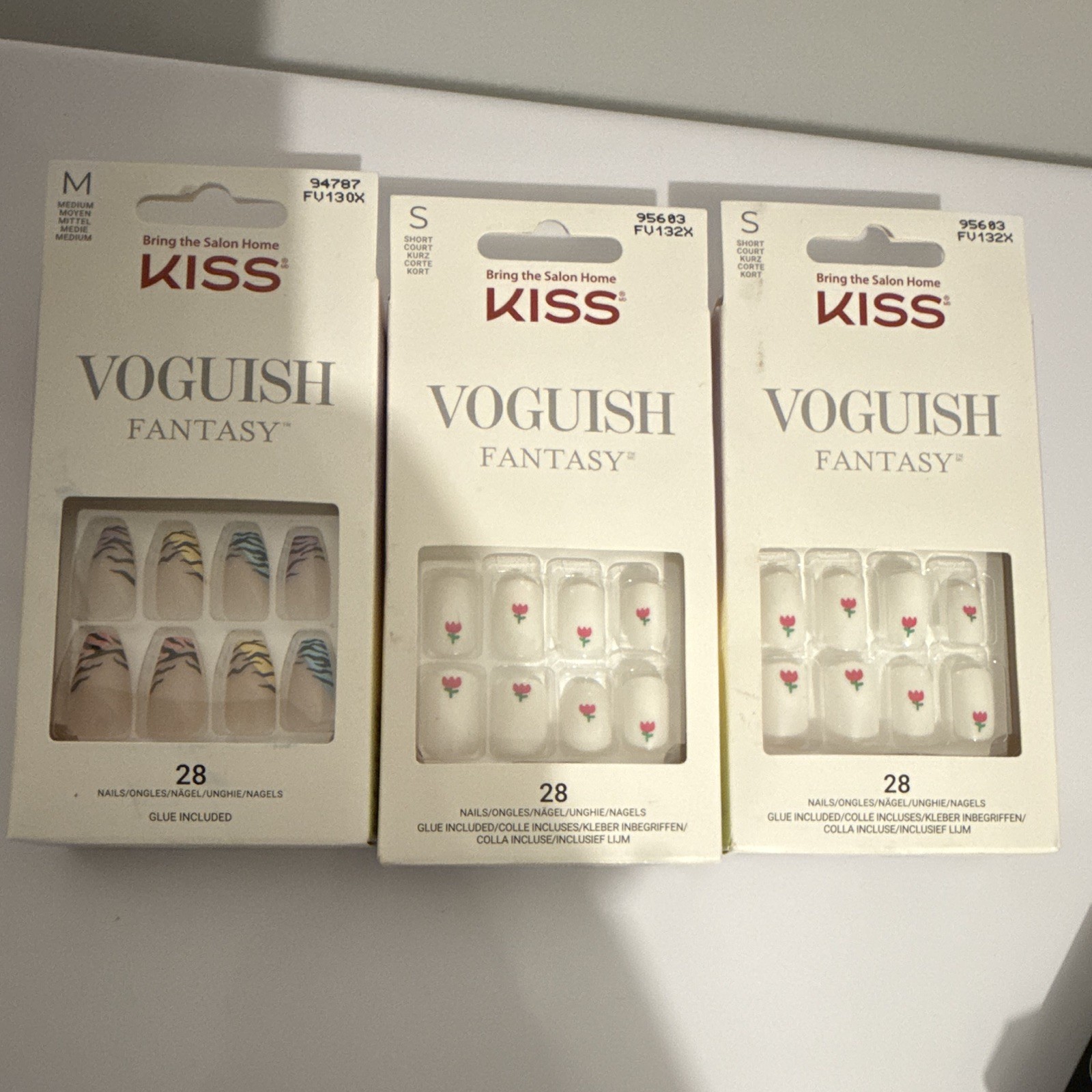 KISS Voguish Fantasy Press-On Nails Lot of 3 28ct Shiny Animal Square