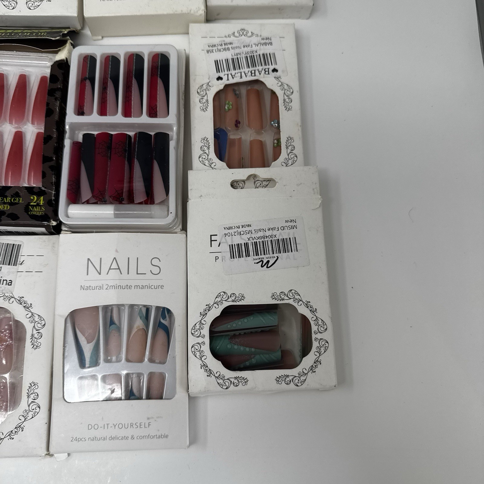 26 Pack Press On Nails Bundle w/ 2 XXL Sets + FREE Lashes & Silicone Bra Pads