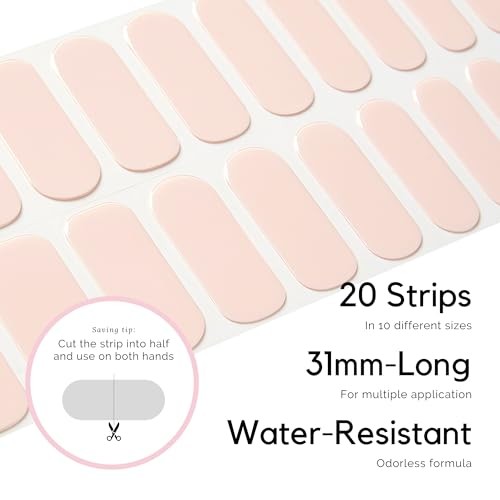 20 Pcs Pink Nail Stickers – Semi Cured Gel Strips – Extra Long Cotton Candy