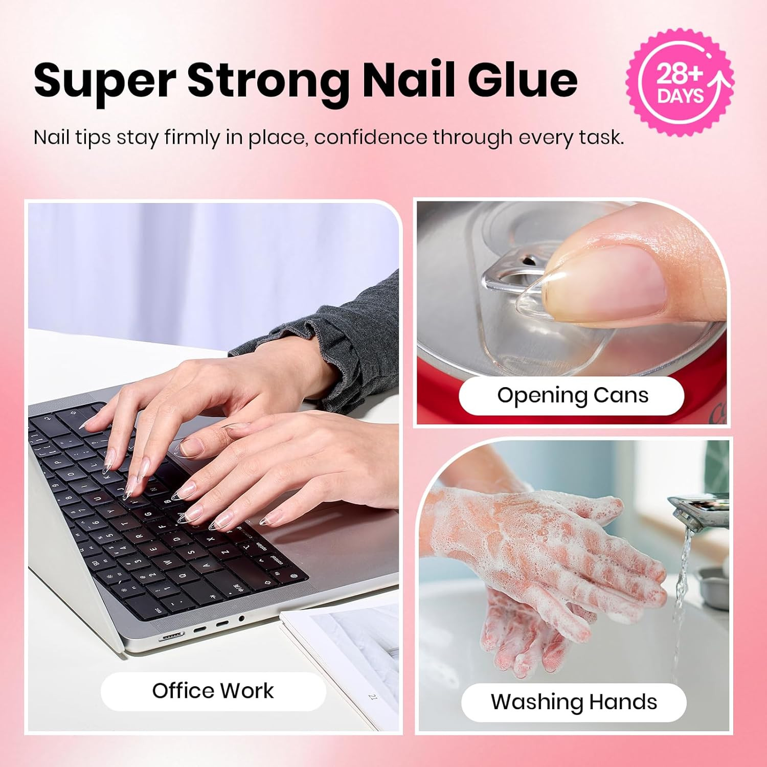 Beetles Press on Nail Glue Quick-Drying 10Ml Super Strong Nail Glue, Brush on Gl
