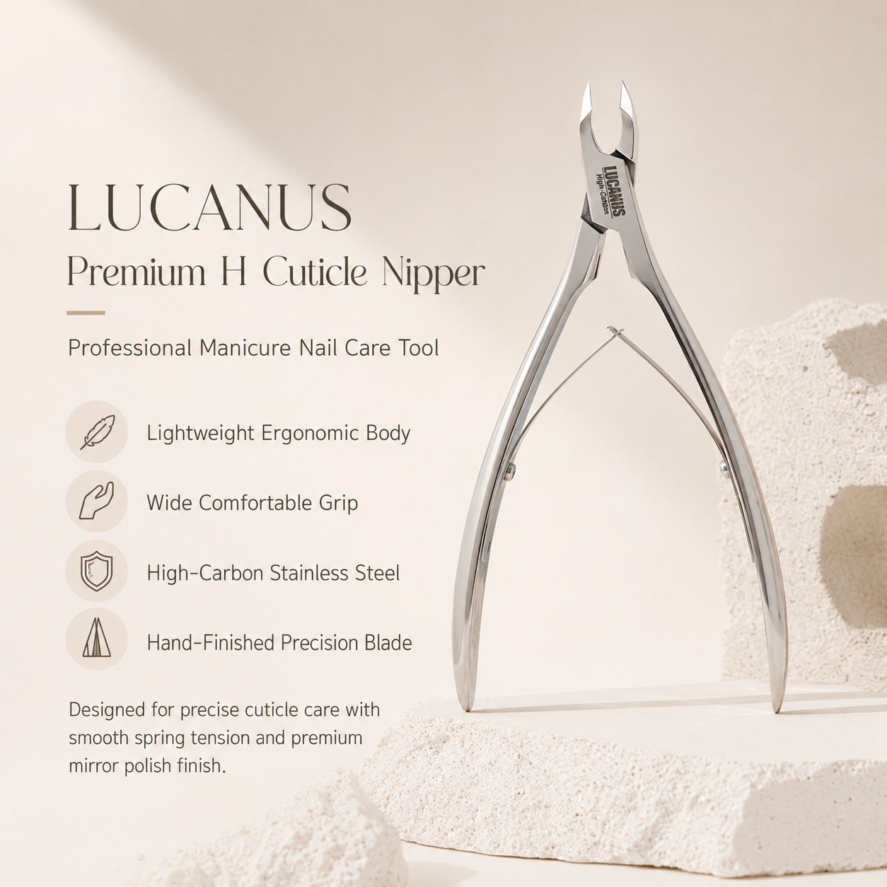 LUCANUS Premium H Cuticle Nipper Professional Manicure Nail Care Tool K-Beauty