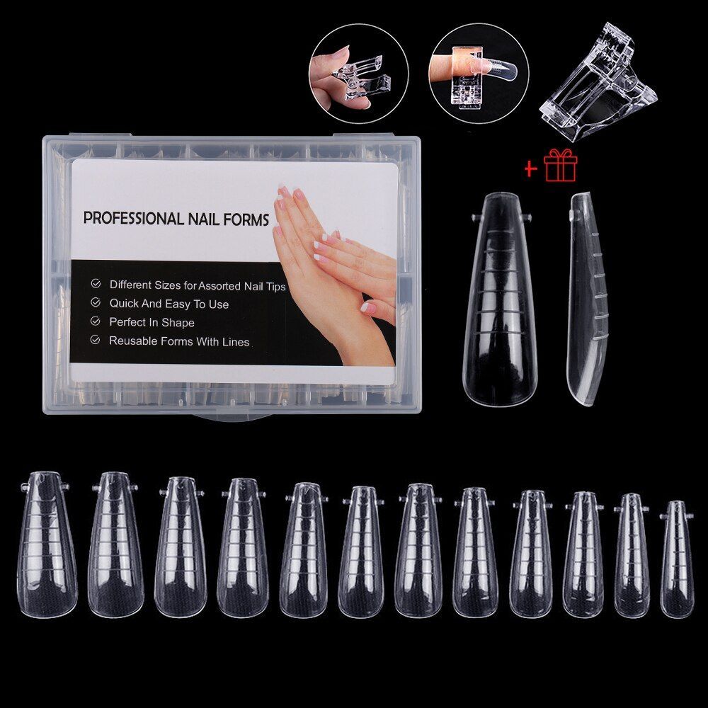 Quick Building Nails Extension Mold Form-Reusable Dual Clear False Nail Art Form