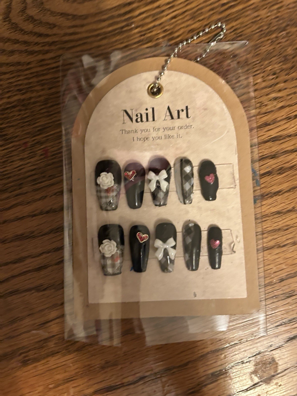 Z NAILZ! Handmade M Coffin Black/White Love/Valentine Day Press On Nails