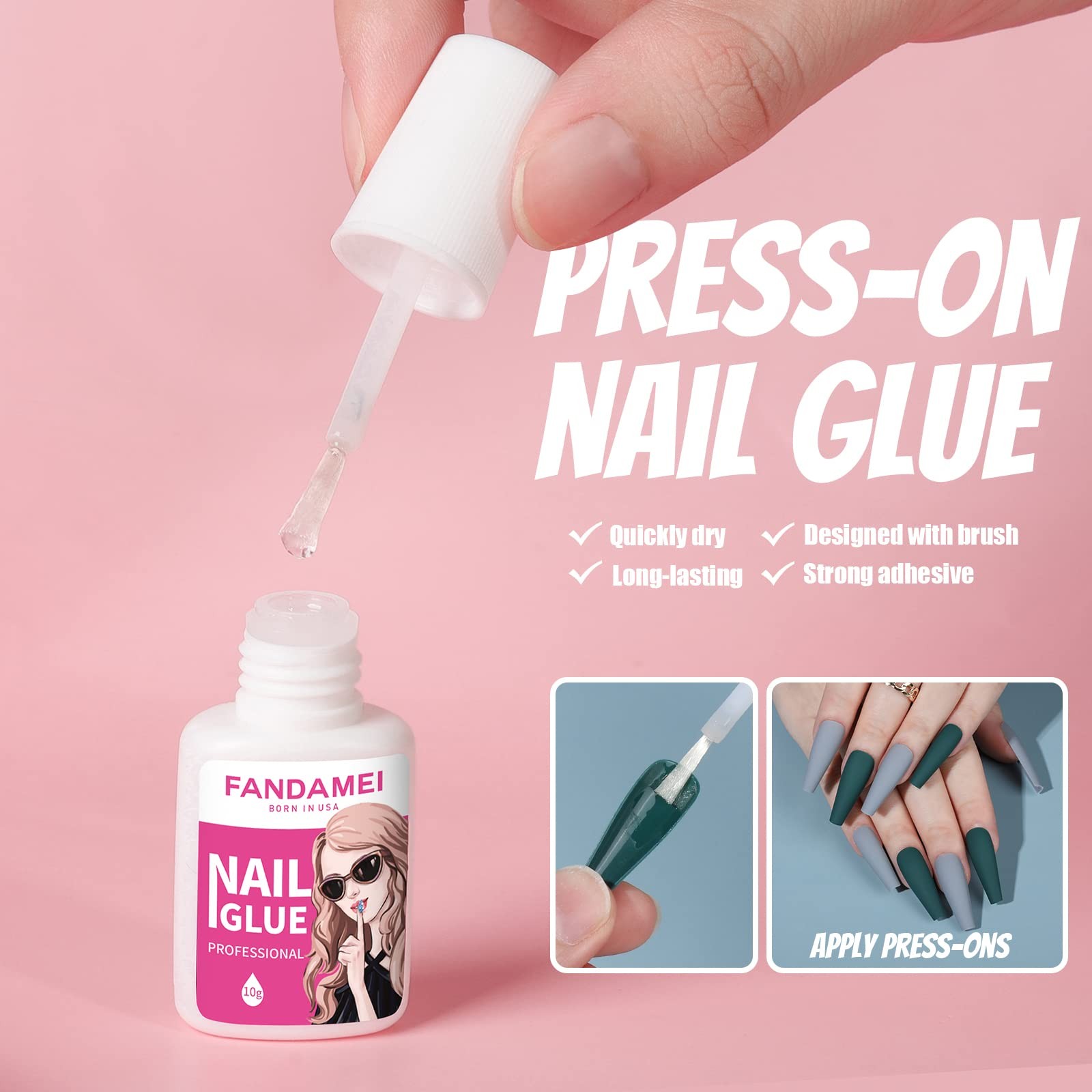 Matte Long Coffin Press On Nails, 240PCS Ballerina Fake Nails with Glue, 12 C…