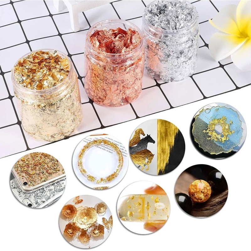 Dazzling Golden Flakes Glitter Leaf Sheets for Projects and Artistic Creation