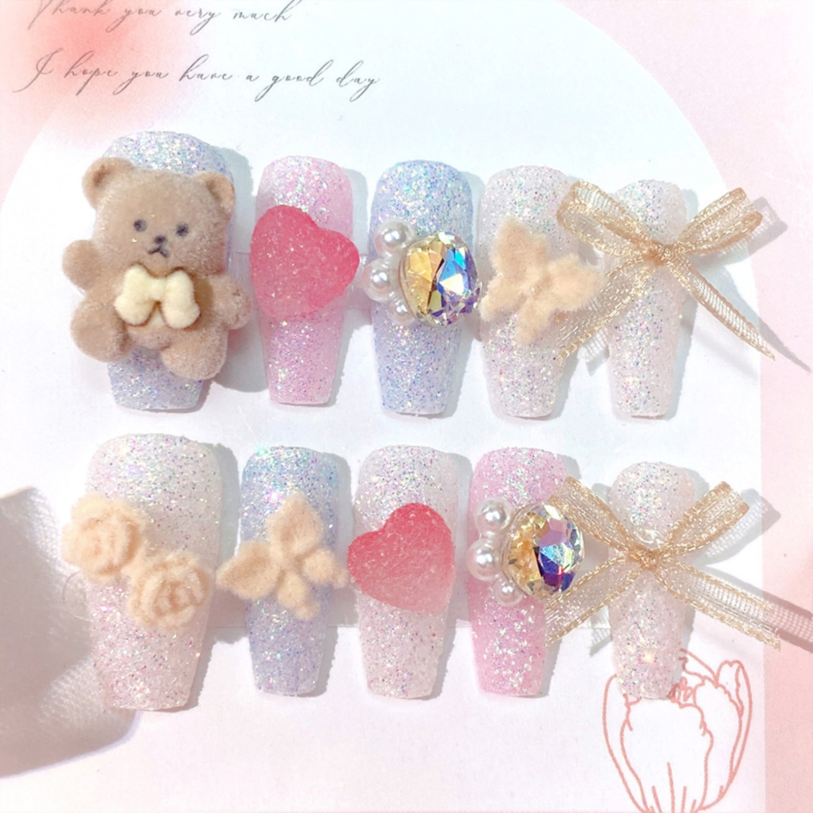 Press on Nail Tips Full Collection Assorted Bow Design for Women Boxed U29