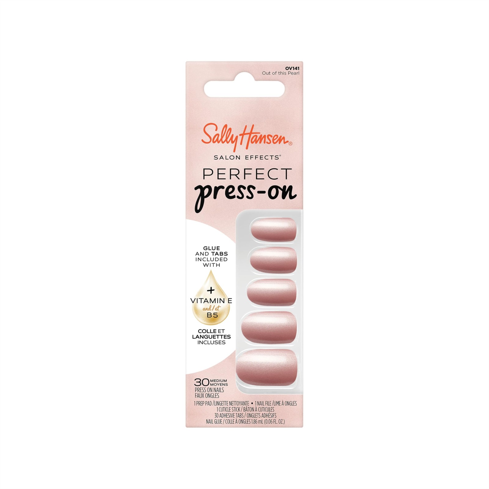 Sally Hansen Salon Effects Perfect Press-On Nails, Oval, Out of this Pearl