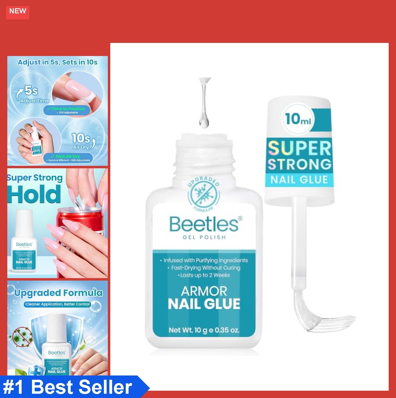 Nail Glue 10ml Brush On Super Strong Fast Drying For Press On Nails Acrylic Tips
