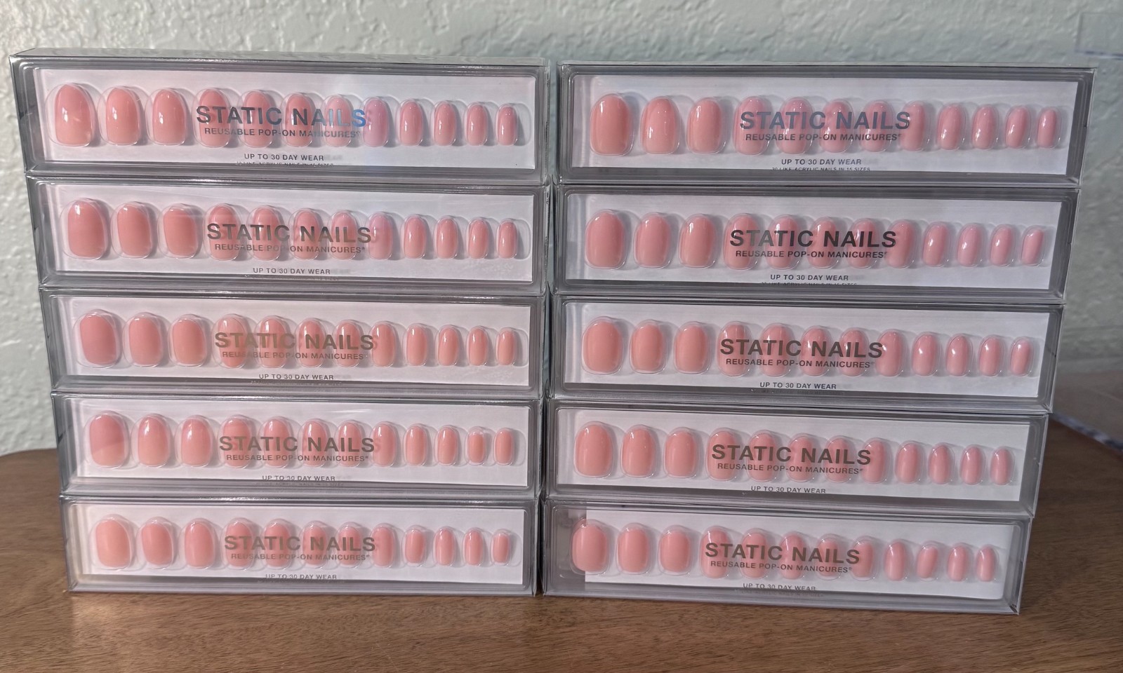 Static Nails Reusable Pop-On Manicures Jet Setter Round Light Pink NEW Lot of 10