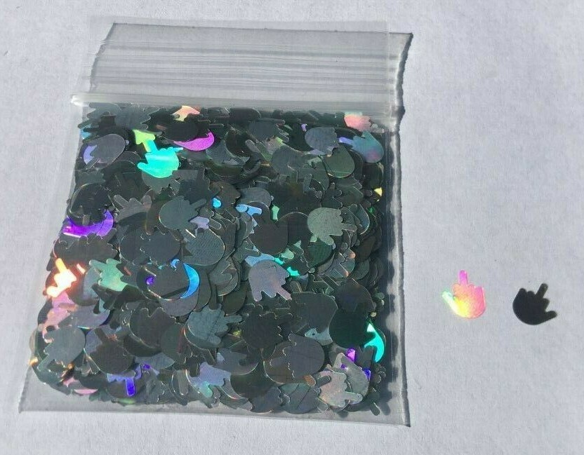 Solvent Resistant 8mm Middle Finger(SILVER)Shape Glitter-Nail Art-US-2nd Day