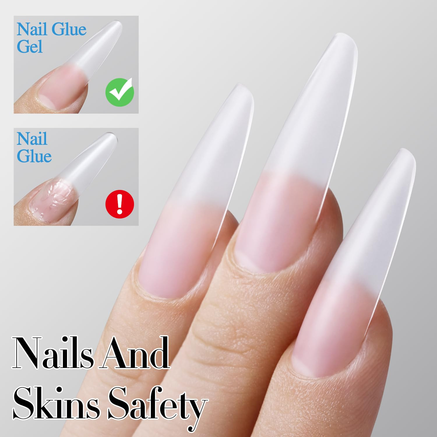 2 Pcs 0.5Oz Nail Glue Gel Set for False Acrylic Nail Tips and Press on Nails Gel
