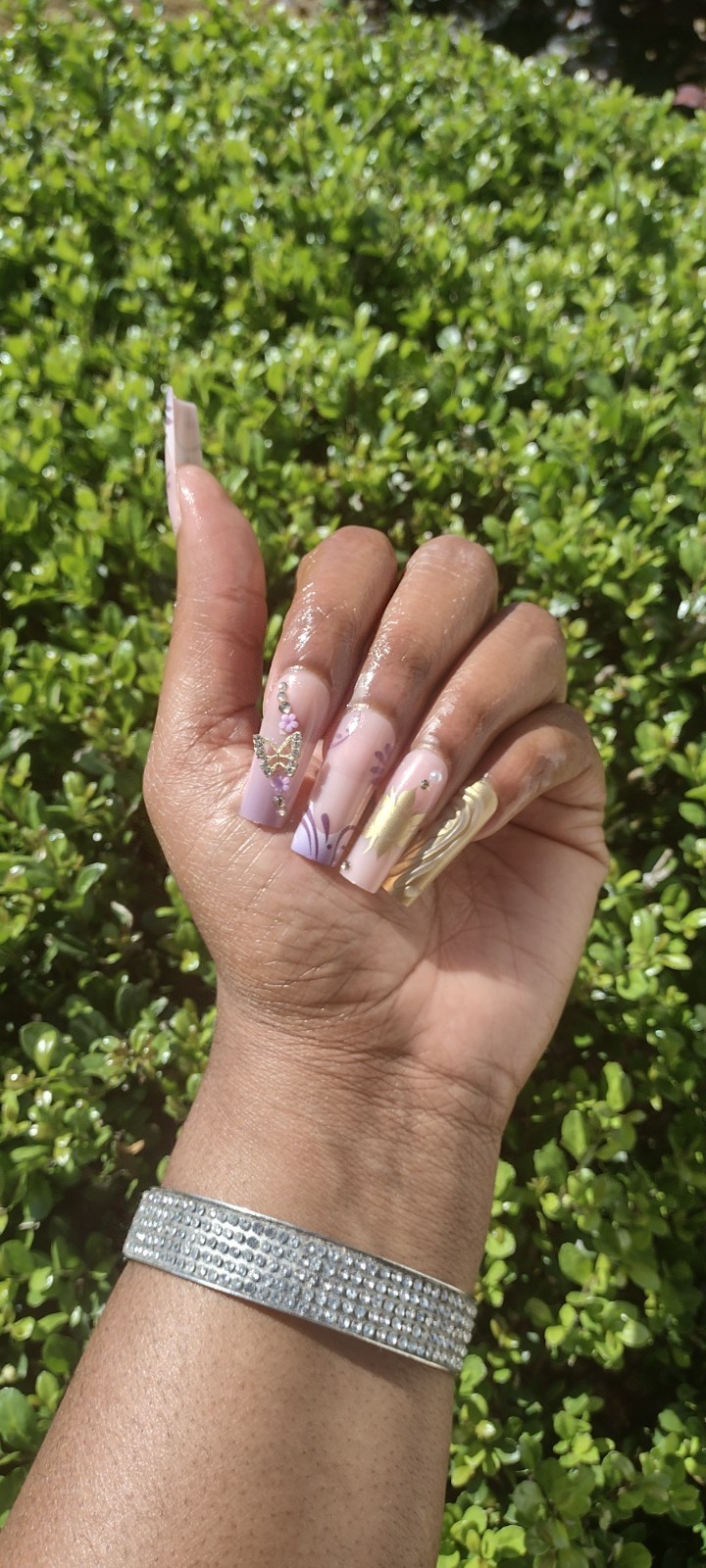 Purple Butterfly Long Press On Nails Glue Included