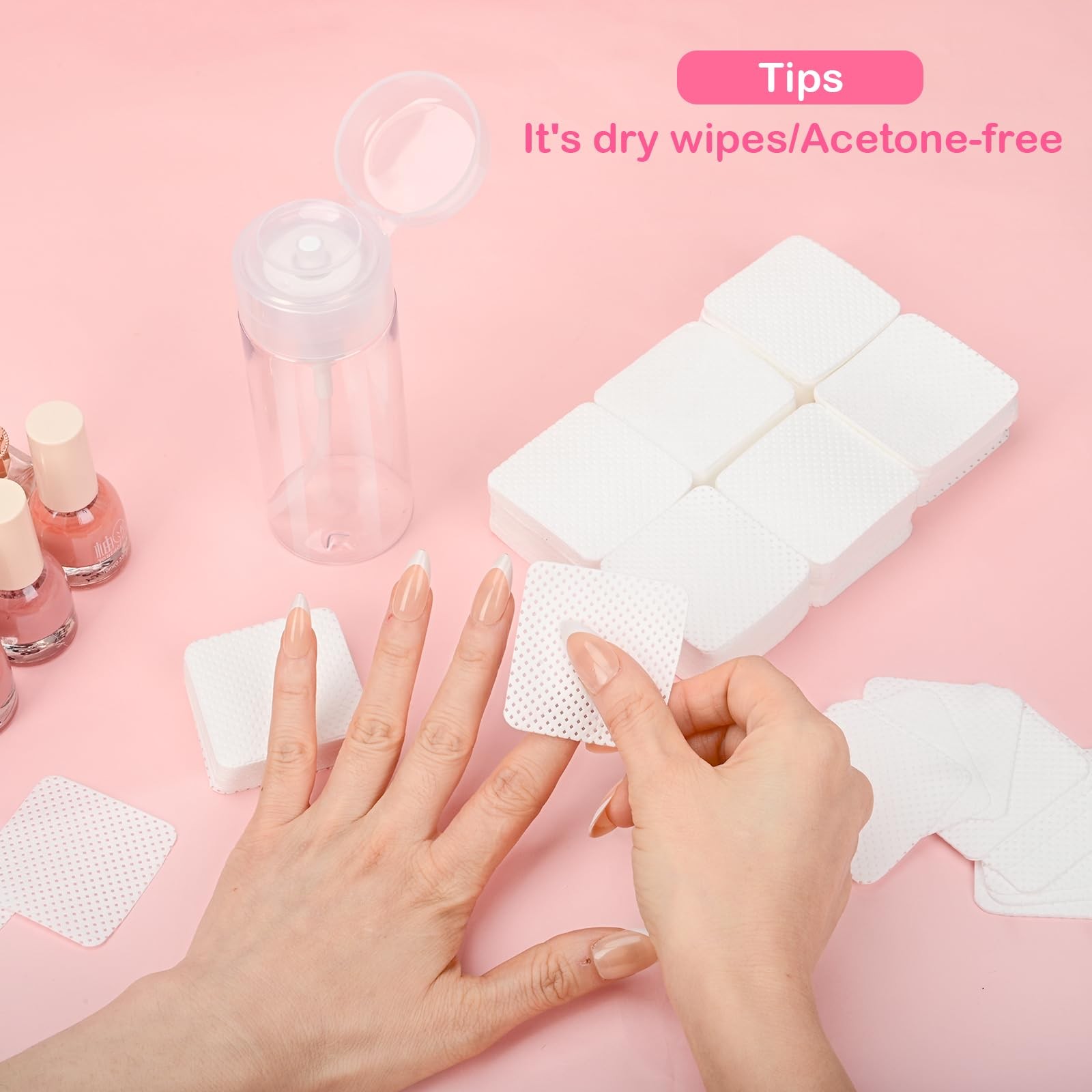 Lint Free Nail Wipes, Acetone Polish Remover 1081 Piece Set, White