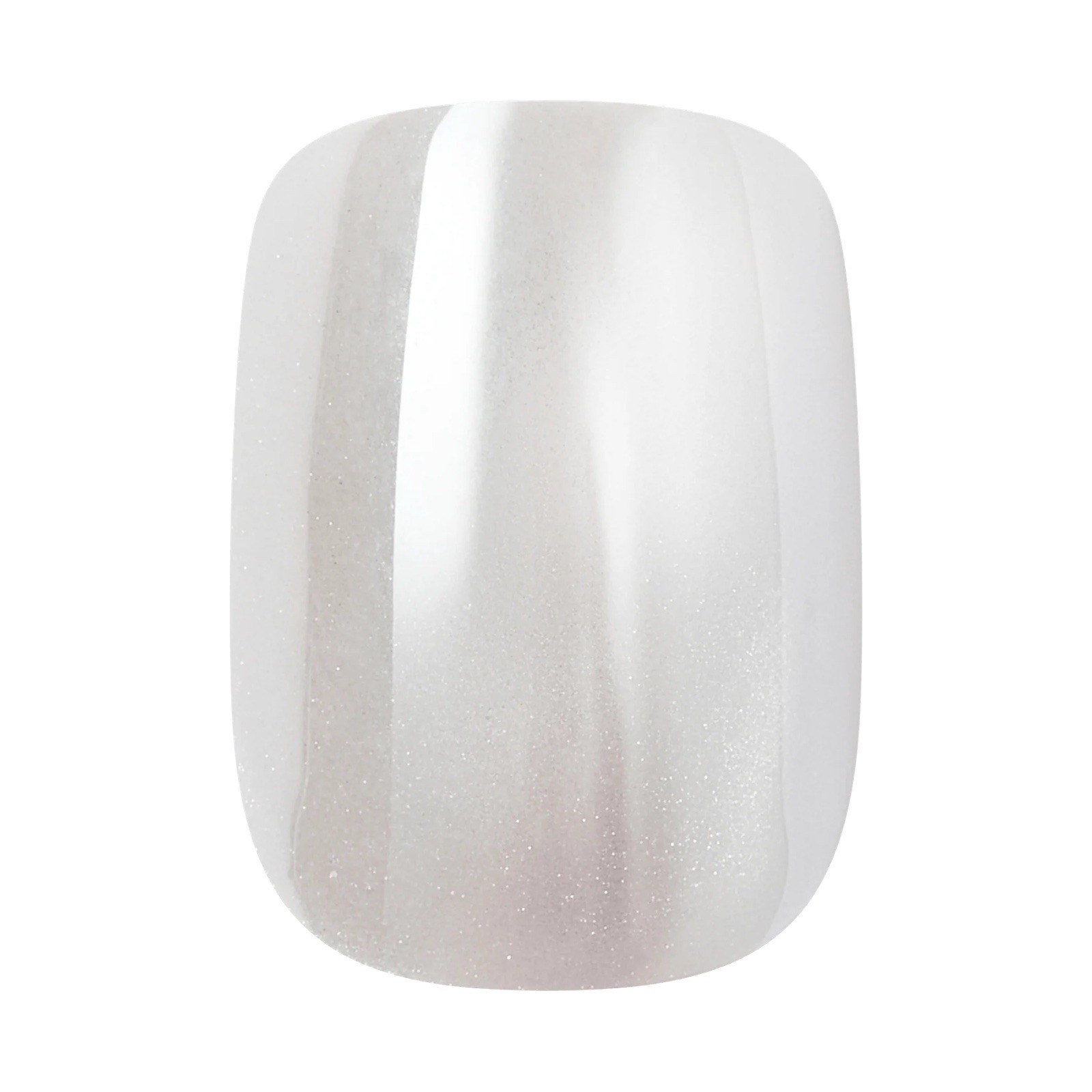 Kiss Glam Press-On Manicure Nails Short Pearl White Square Magnetic Chrome 2pck