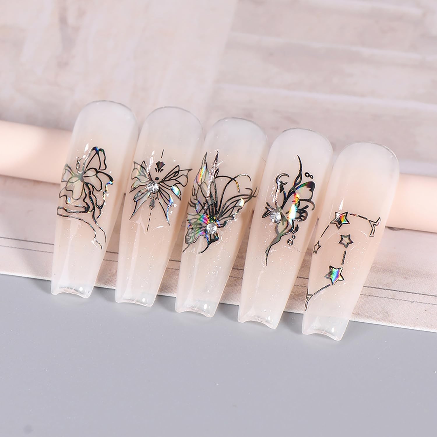 Black Butterfly Nail Art Stickers Decals-3D Butterflies Nail -Adhesive Sticke…