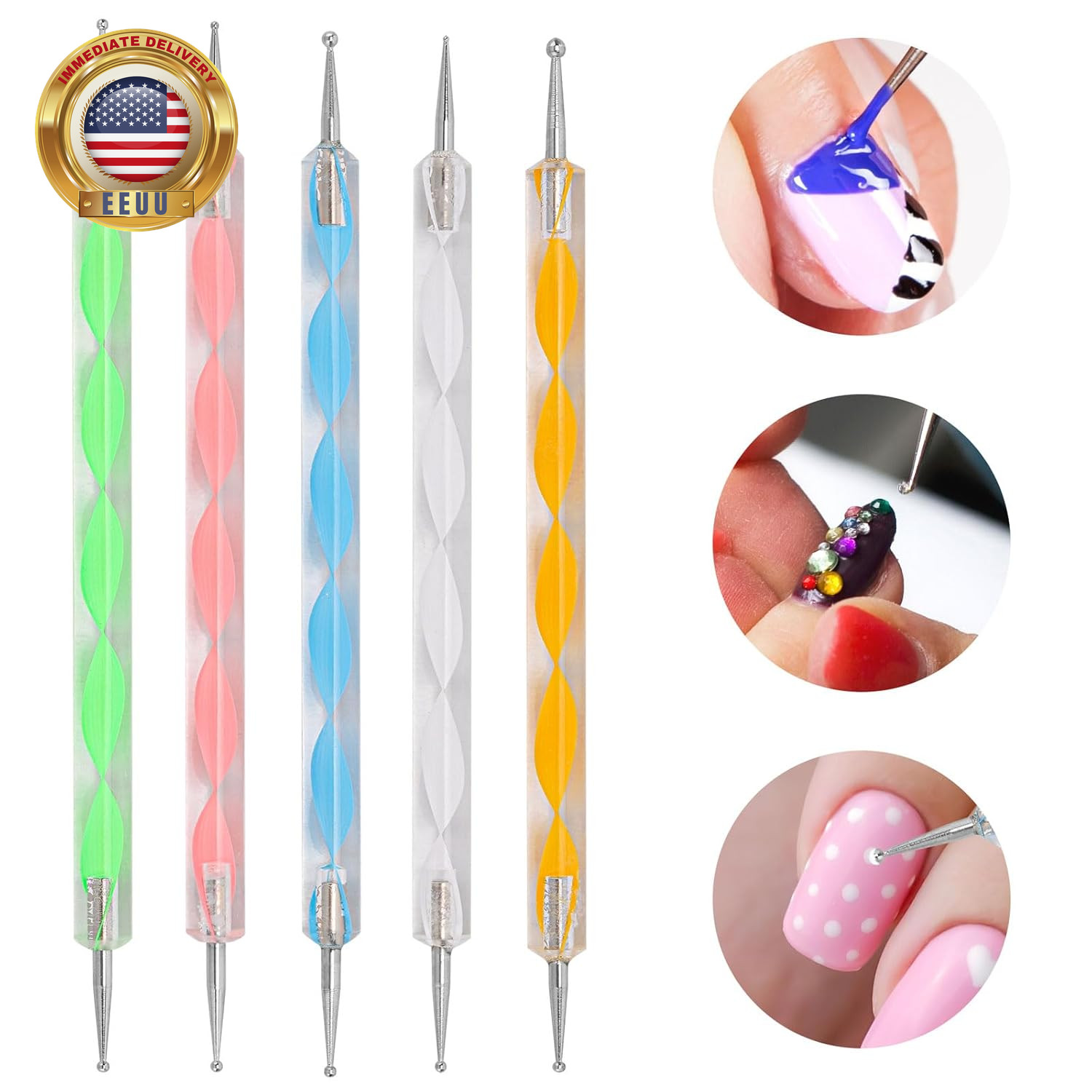 5 Pcs Dotting Pens with 3 Pcs Nail Art Liner Brushes, Nail Art Design Tools ⭐️⭐️