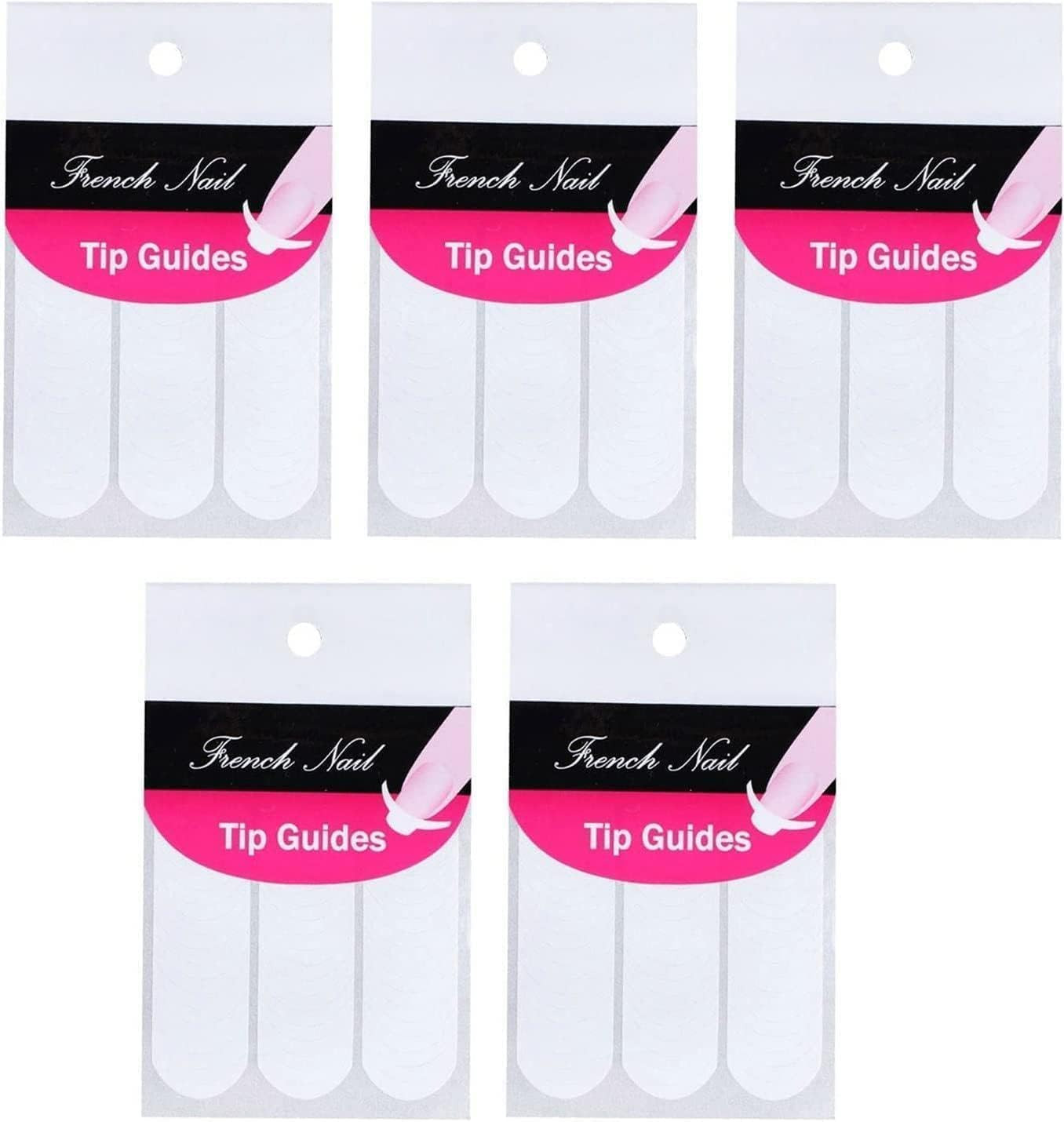 5 Sheets 240 Pcs White French Manicure Nail Art Stickers Strips, Guide Moon Shap