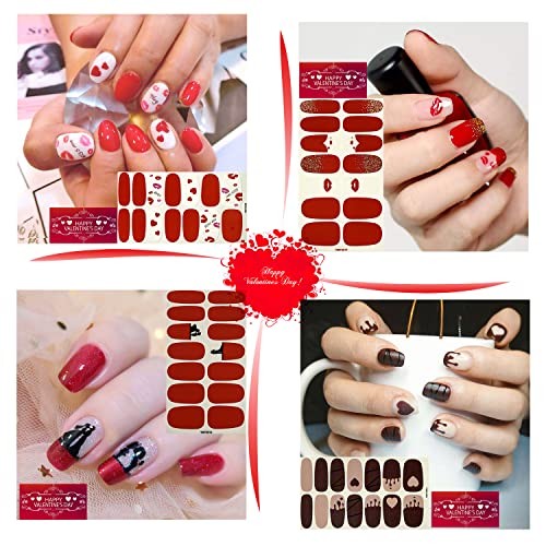 336 Pieces 24 Sheets Valentine’s Day Nail Wraps Self-Adhesive Nail Polish