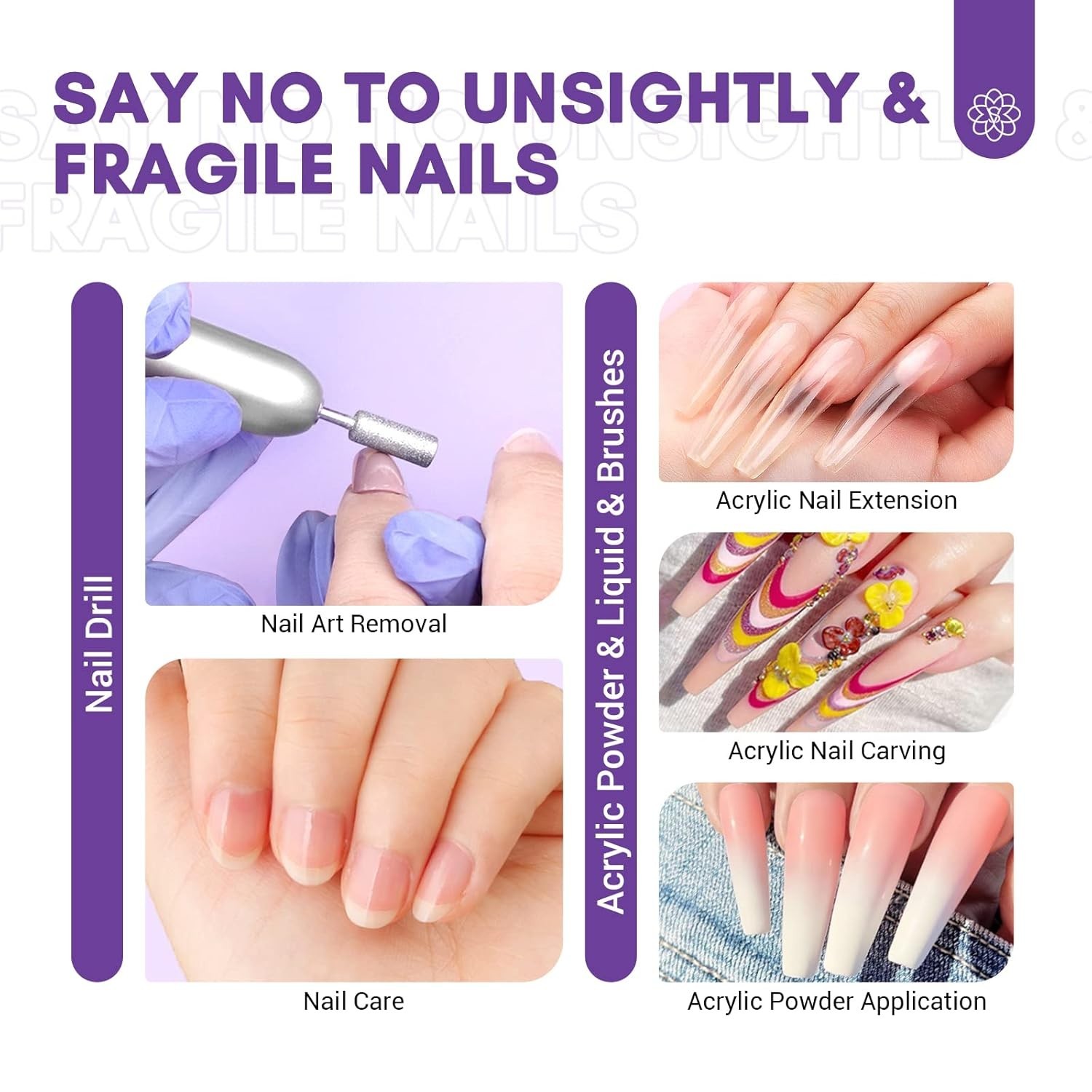 Acrylic Nail Kit with Drill: Professional Nails Kit Acrylic Set for Beginners…