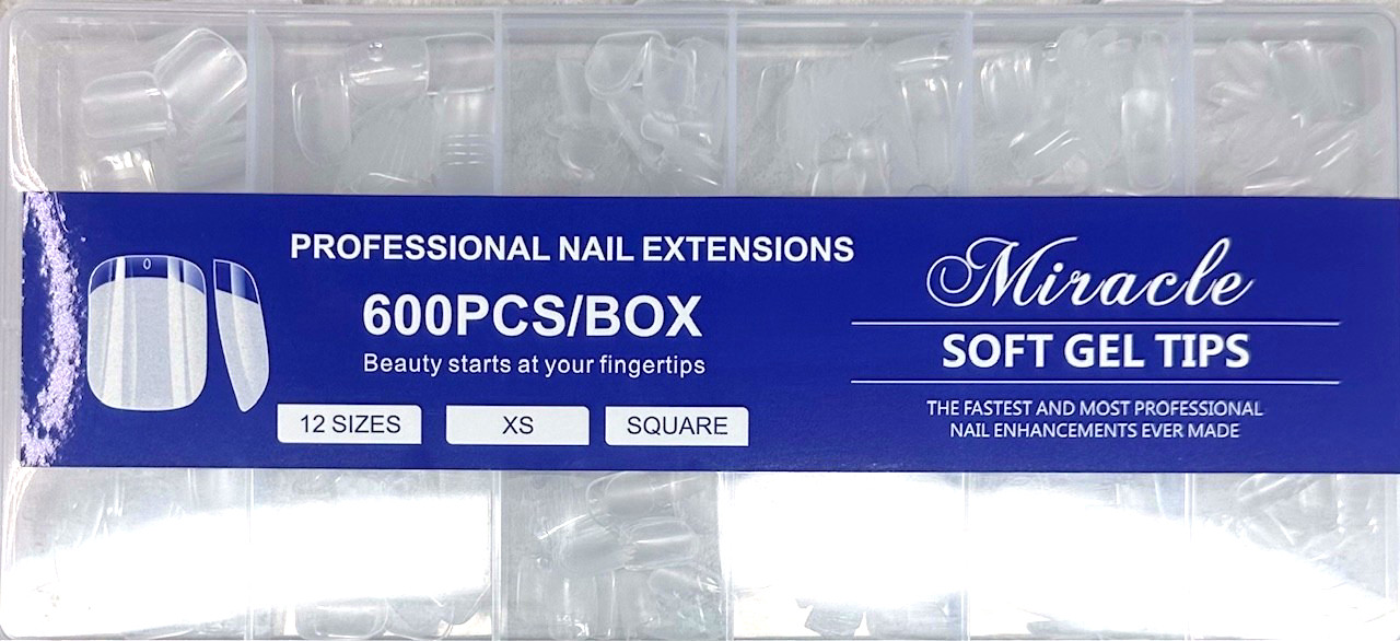 Extra Short Square Nail Tips 600Pcs Soft Gel Full Cover Nail Tips, Half Matte