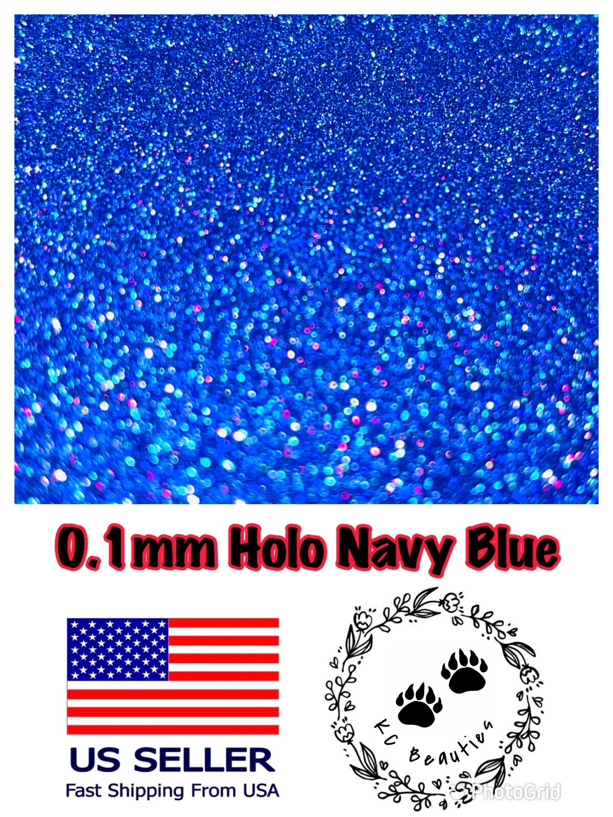 Solvent Resistant Holographic Navy Blue Epoxy Resin Nail Art Tumbler 1oz 0.1mm